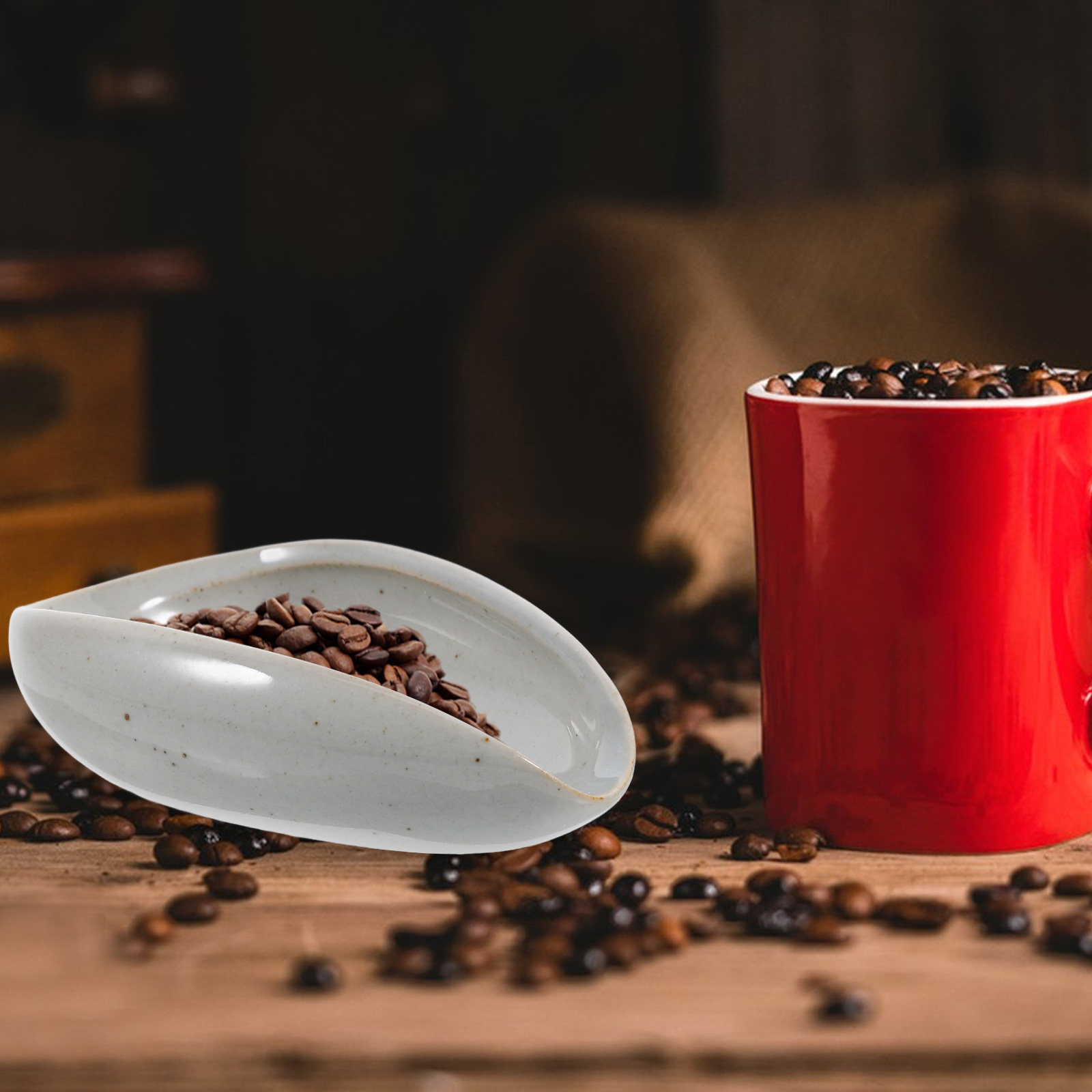 Coffee Tea And Bean - Plateau doseur en céramique pour grains
