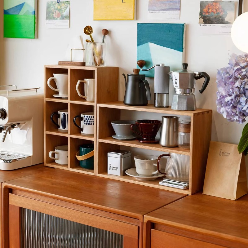 Présentoir moderne en bois mas - Coffee Tea Display avis et prix